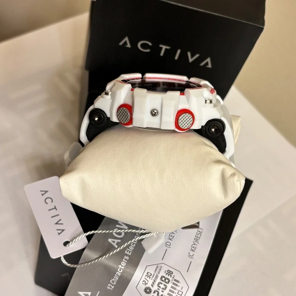 Activa Invicta Digital Mens Watch 56mm White Red Sports ACW8020-012 New